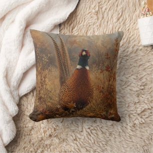 Autumn Pheasant Oil Painting  Throw Pillow