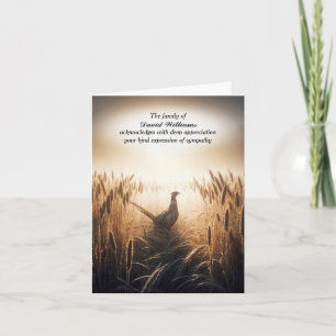 Autumn Pheasant Sympathy Thank You Card
