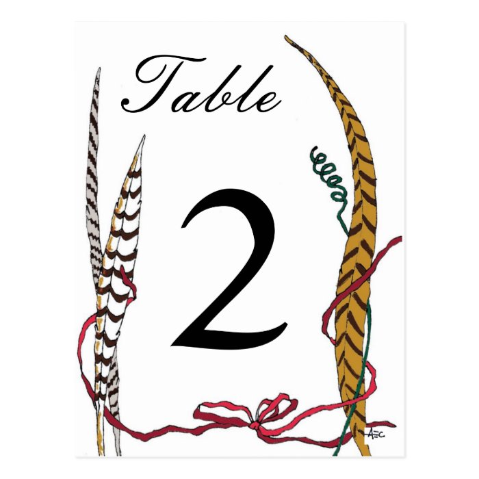 Autumn Pheasant Table Number Card for Reception Post Card