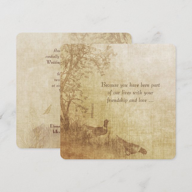 Autumn Pheasant Wedding Vow Renewal Invitation (Front/Back)