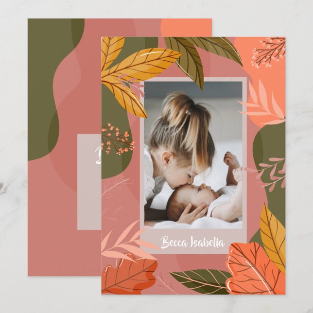 Autumn Photo Birth Announcements (Front/Back)