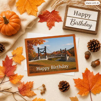 Autumn Photo Joplin MO Bridge Birthday Postcard