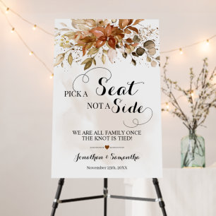 Autumn Pick a Seat not a Side Wedding Ceremony Foam Board