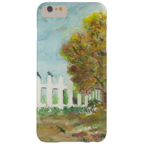Autumn Picket Fence and Tree with Birds Watercolor Barely There iPhone 6 Plus Case