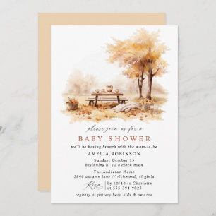 Autumn Picnic Cute Rustic Fall Baby Shower Brunch Invitation