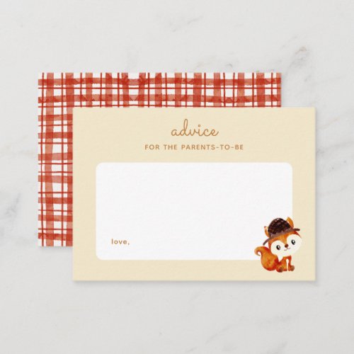 Autumn Picnic Fox Baby Shower Parenting Advice Note Card