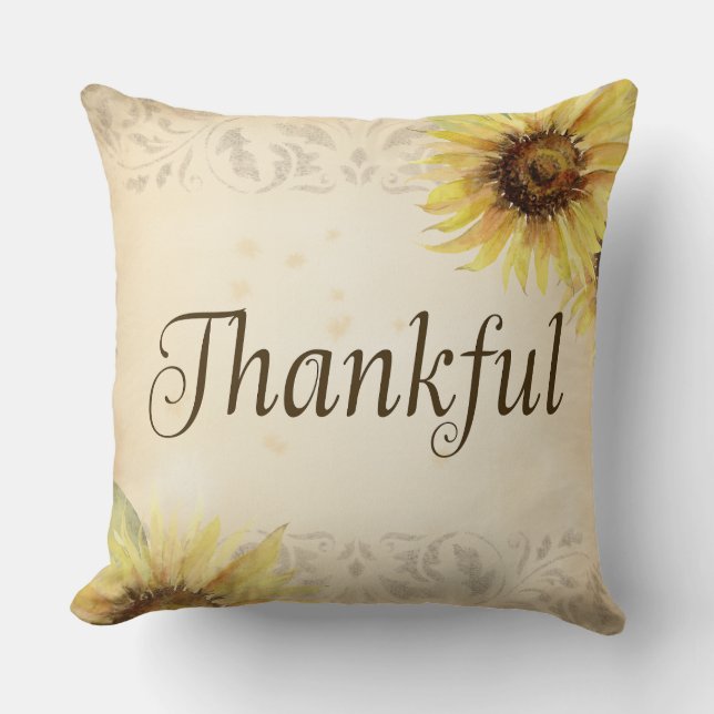 Autumn Pillow- Thankful- Square Throw Pillow (Front)