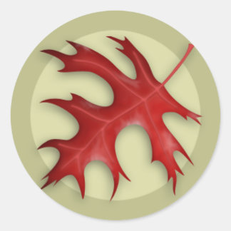 Autumn Pin Oak Leaf Round Sticker