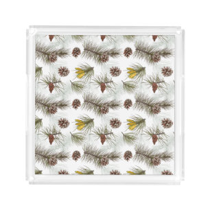 Autumn Pine Cones Acrylic Tray