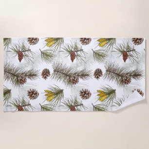 Autumn Pine Cones Beach Towel