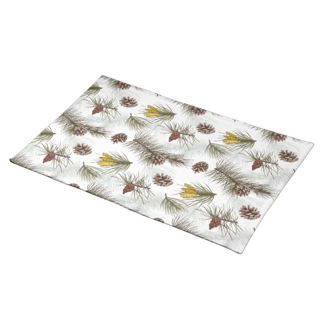 Autumn Pine Cones Cloth Placemat (On Table)