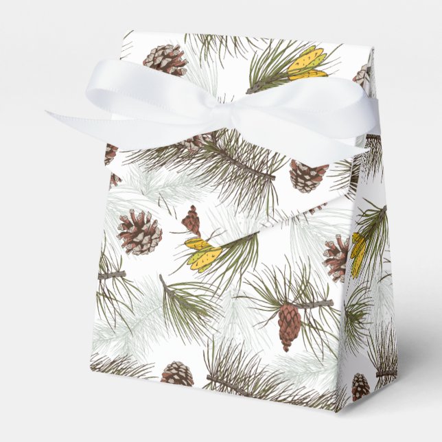 Autumn Pine Cones Favor Boxes (Front Side)