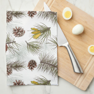 Autumn Pine Cones Kitchen Towel