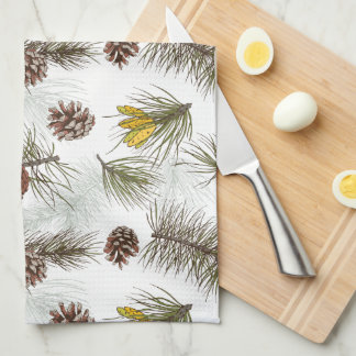 Autumn Pine Cones Kitchen Towel
