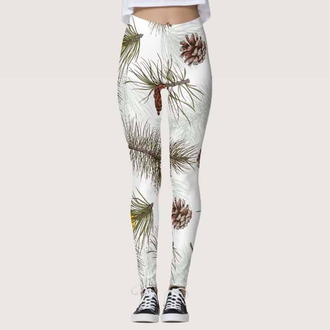 Autumn Pine Cones Leggings (Front)