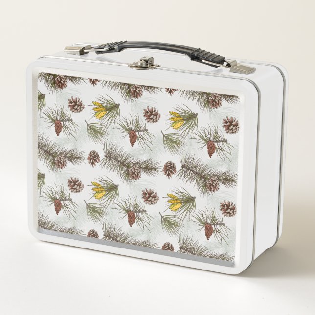 Autumn Pine Cones Metal Lunch Box (Front)