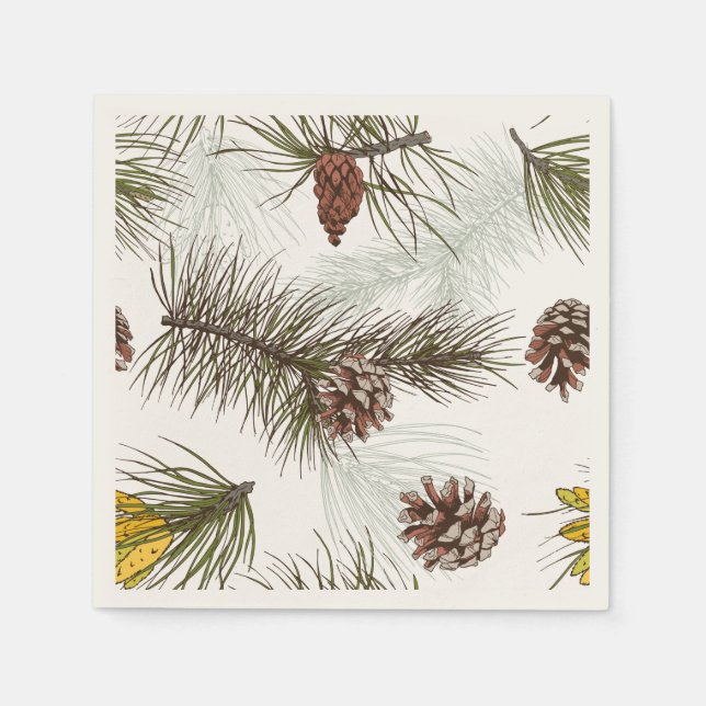 Autumn Pine Cones Napkins (Front)