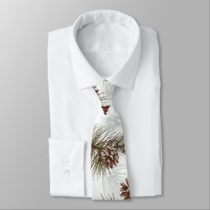 Autumn Pine Cones Neck Tie