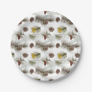 Autumn Pine Cones Paper Plates