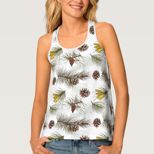 Autumn Pine Cones Tank Top (Front)
