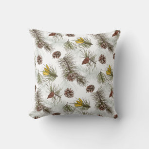Autumn Pine Cones Throw Pillow