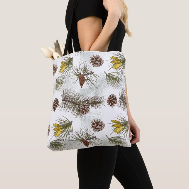 Autumn Pine Cones Tote Bag (Close Up)