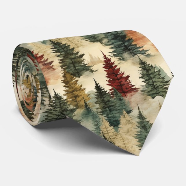 Autumn Pine Neck Tie (Rolled)