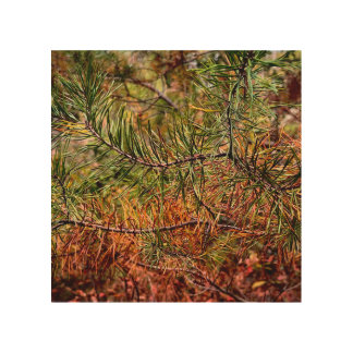 Autumn Pine Needles Wood Wall Art