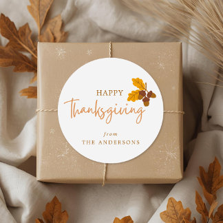 Autumn Pinecones Happy Thanksgiving Gift Classic Round Sticker