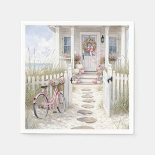 Autumn Pink and White Pumpkins on Cottage Porch Napkins