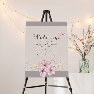 Autumn Pink Blossom Welcome Sign