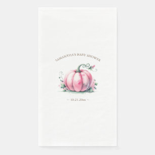 Autumn Pink Pumpkin Baby Shower Personalized Paper Guest Towels