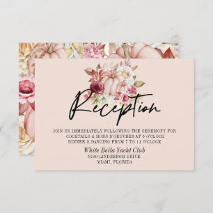 Autumn Pink Pumpkin Wedding Reception Invitation