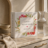 Autumn Pink Rose Floral Bridal Shower Recipe Book