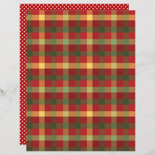 Autumn plaid and red dots scrapbook paper