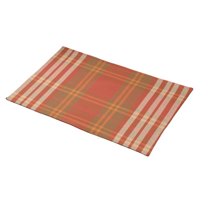 Autumn Plaid Cloth Table Placemat (On Table)