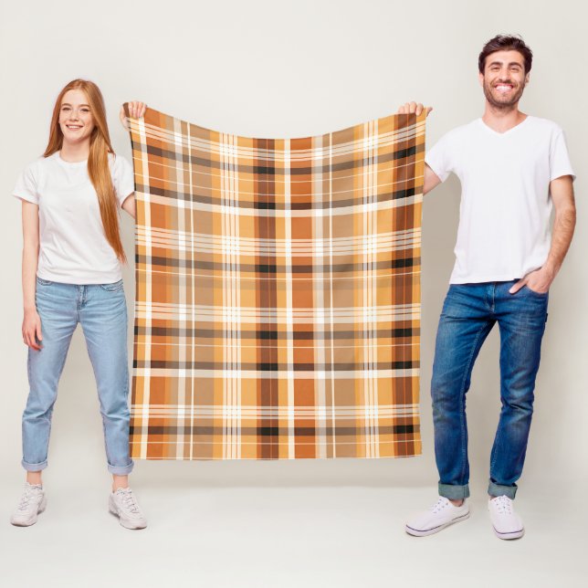 Autumn Plaid Cozy Fall Pattern Design Fleece Blanket (In Situ)