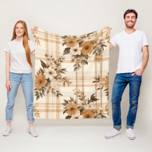 Autumn Plaid Cozy Fall Pattern Design Fleece Blanket