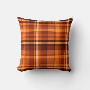 Autumn Plaid Cozy Fall Pattern Design Throw Pillow