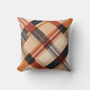 Autumn Plaid Cozy Fall Pattern Design Throw Pillow