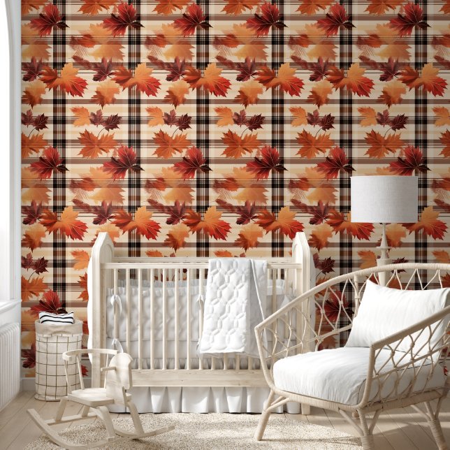 Autumn Plaid Cozy Fall Pattern Design Wallpaper (Kids)