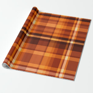Autumn Plaid Cozy Fall Pattern Design Wrapping Paper