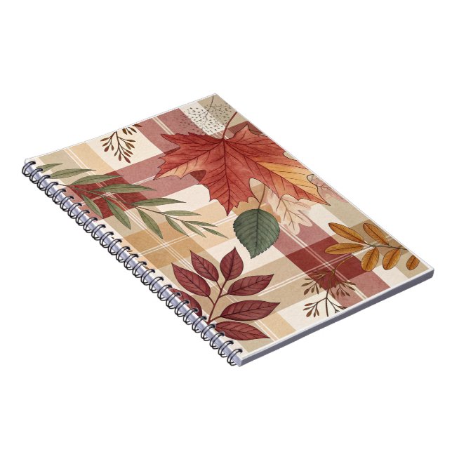 Autumn Plaid & Leaves | Cozy Spiral Photo Notebook (Right Side)
