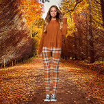 Autumn plaid leggings<br><div class="desc">Autumn plaid in orange tan and gray, wear over big shirt or sweater.</div>