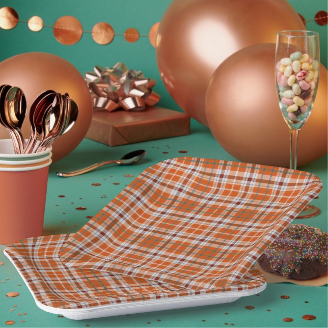 Autumn plaid paper plates (Multi)