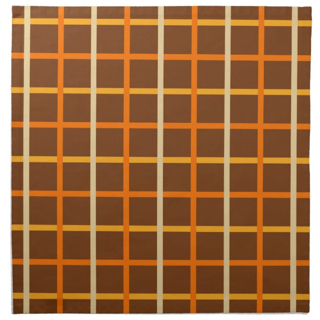 Autumn Plaid Pattern in Orange Green and Brown Cloth Napkin (Front)