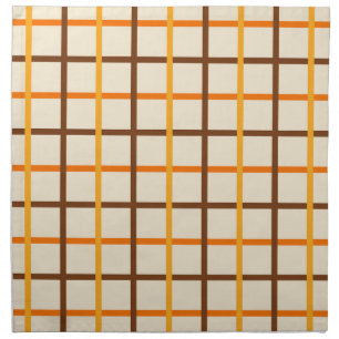 Autumn Plaid Pattern in Orange Green and Brown Cloth Napkin