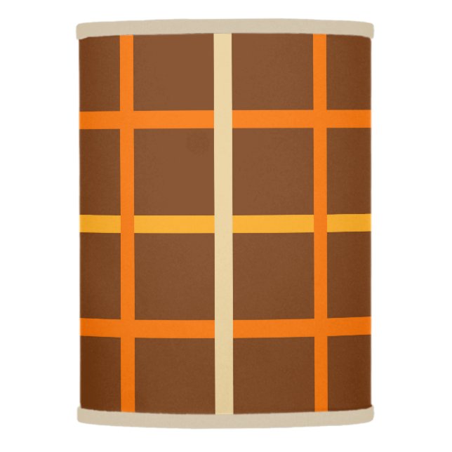 Autumn Plaid Pattern in Orange Green and Brown Lamp Shade (Front)