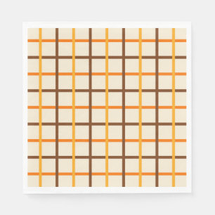 Autumn Plaid Pattern in Orange Green and Brown Napkins