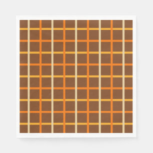 Autumn Plaid Pattern in Orange Green and Brown Napkins